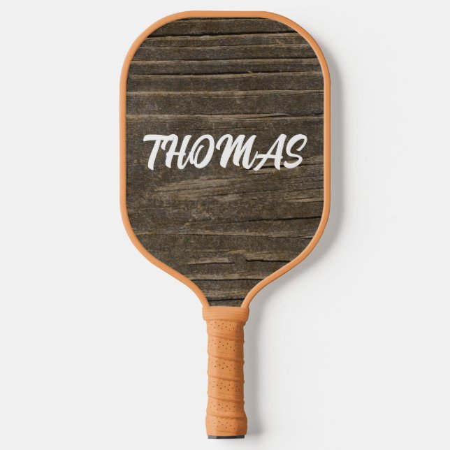 RAQUETTE DE PICKLEBALL NOM PERSONNALISÉ DU SCRIPT DE MONOGRAMME EN BOIS R (Recto)