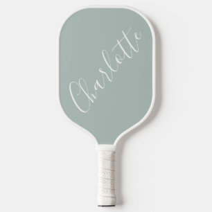 Raquette De Pickleball Nom personnalisé en script minimaliste Dusty Blue