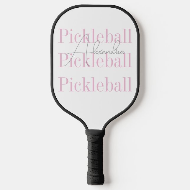 Raquette De Pickleball Nom personnalisé Femmes rose minimal (Recto)