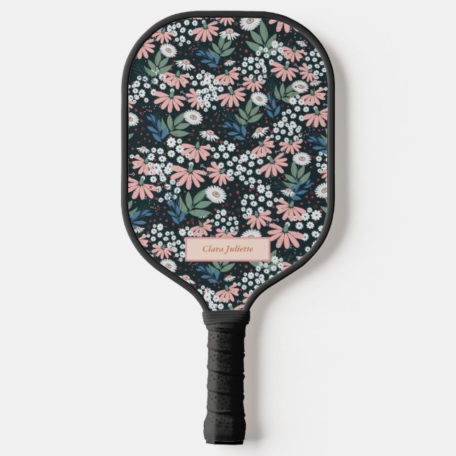 Raquette De Pickleball Nom personnalisé Fleur sauvage en floraison (Verso)