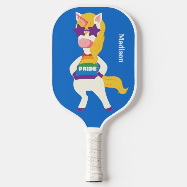 Raquette De Pickleball Nom personnalisé Gay Unicorn (Recto)