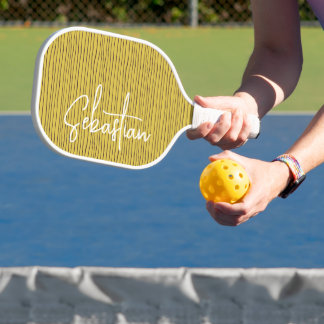Raquette De Pickleball Nom personnalisé Jaune rayé