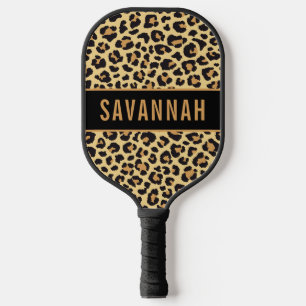 Raquette De Pickleball Nom personnalisé Leopard Poster de animal Motif cl