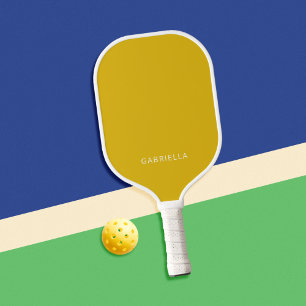 Raquette De Pickleball Nom personnalisé minimaliste moderne jaune moutard