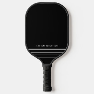 Raquette De Pickleball Nom personnalisé minimaliste noir moderne