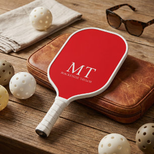 Raquette De Pickleball Nom personnalisé Monogramme à carreaux