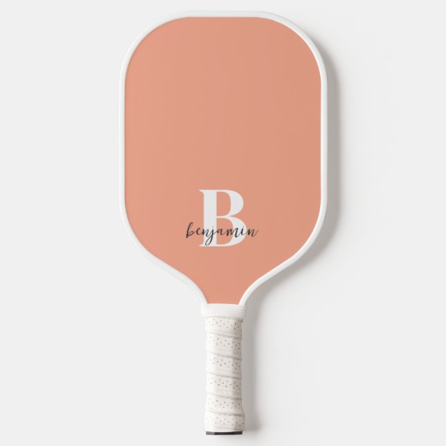Raquette De Pickleball Nom personnalisé Monogramme blanc Pickleball Paddl (Recto)