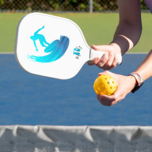 Raquette De Pickleball Nom personnalisé &Monogramme Chic fibre de carbone