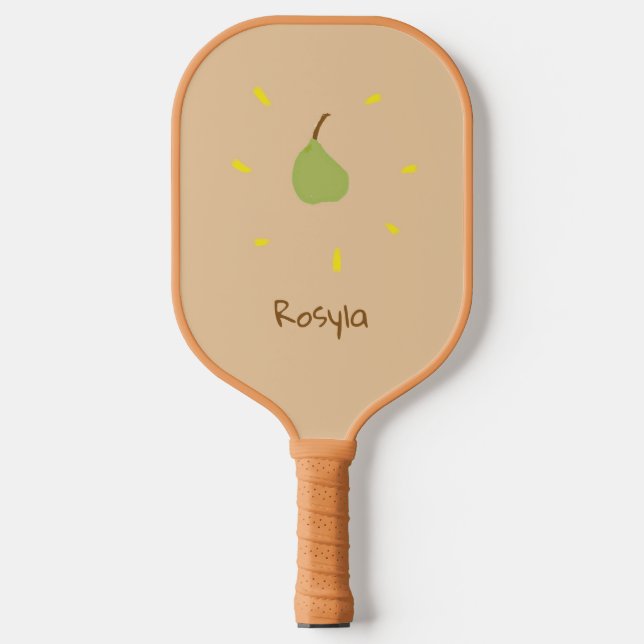 Raquette De Pickleball Nom personnalisé poire peinte sur brun (Recto)