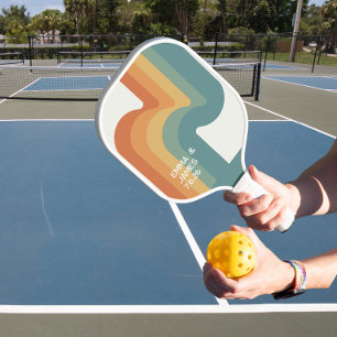 Raquette De Pickleball Nom personnalisé Retro Wavy Pickleball Paddle