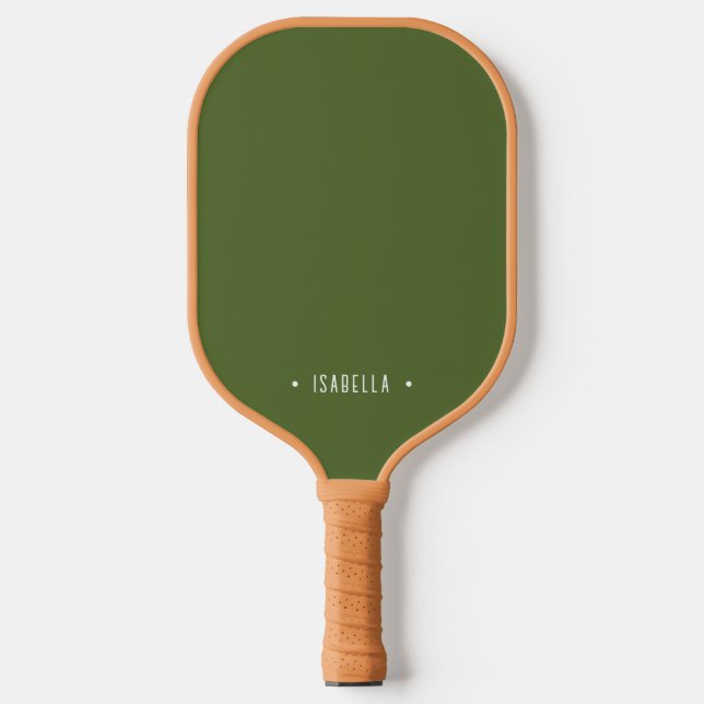 Raquette De Pickleball Nom personnalisé Simple Muet Vert (Recto)