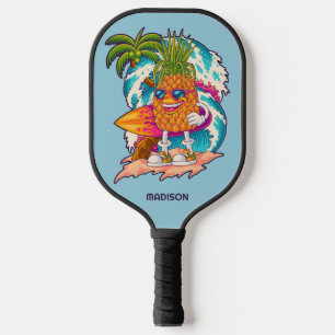 Raquette De Pickleball Nom personnalisé Surfing Pineapple
