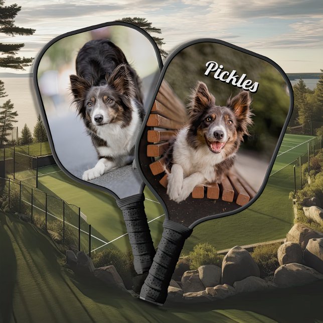 Raquette De Pickleball Nom personnalisé Votre Chien Photo (Créateur téléchargé)