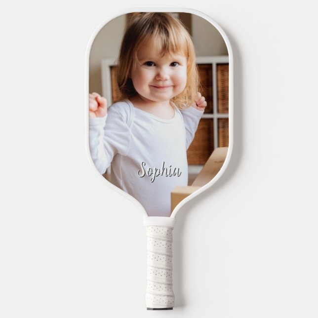 Raquette De Pickleball Nom photo et script de votre enfant (Recto)