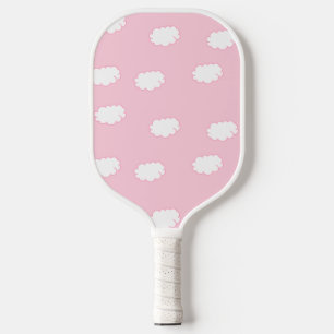 Raquette De Pickleball Nuages blancs sur rose
