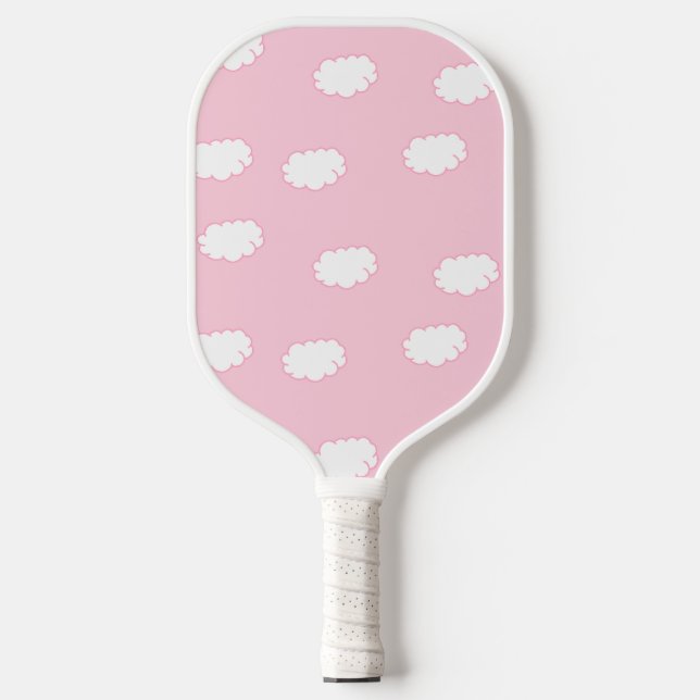 Raquette De Pickleball Nuages blancs sur rose (Recto)