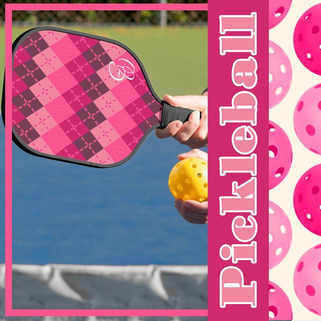 Raquette De Pickleball Nuances de Jacquard rose Sporty Preppy Personnalis (Créateur téléchargé)