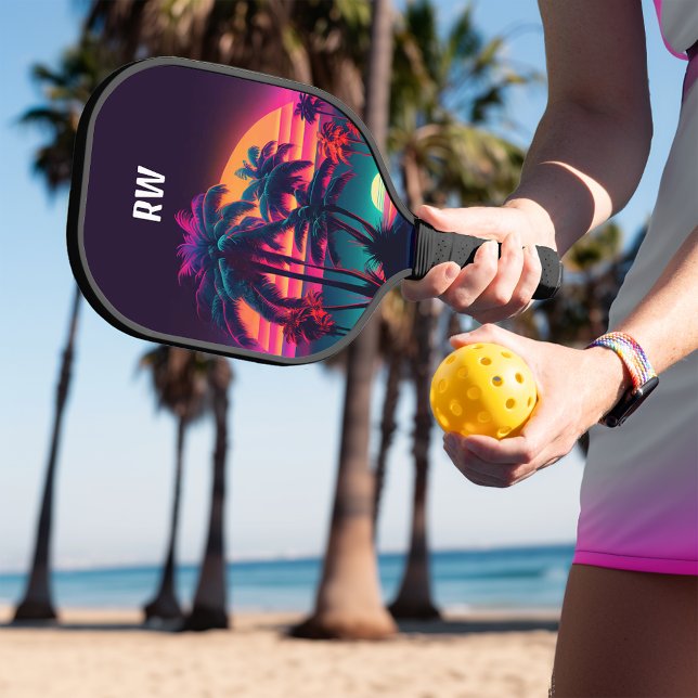 Raquette De Pickleball Nuit tropicale néon (Créateur téléchargé)