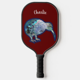 RAQUETTE DE PICKLEBALL NZ SHINY PAUA KIWI BIRD NEW ZEALAND CUSTOM NOMMÉ