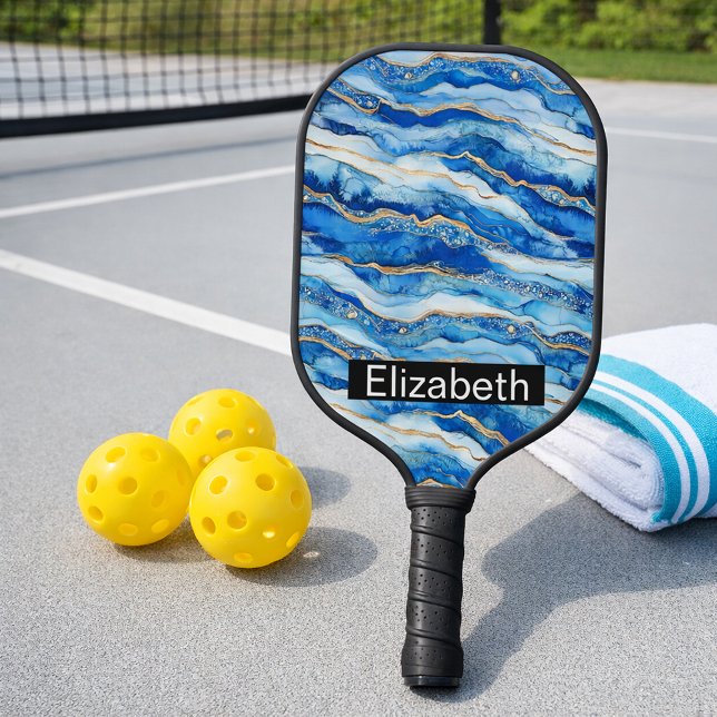 Raquette De Pickleball Ocean Jeweled Agate Personalized (Créateur téléchargé)
