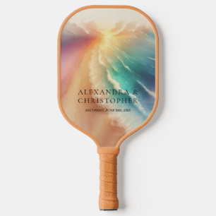 Raquette De Pickleball Océan Vert Plage Aquarelle double