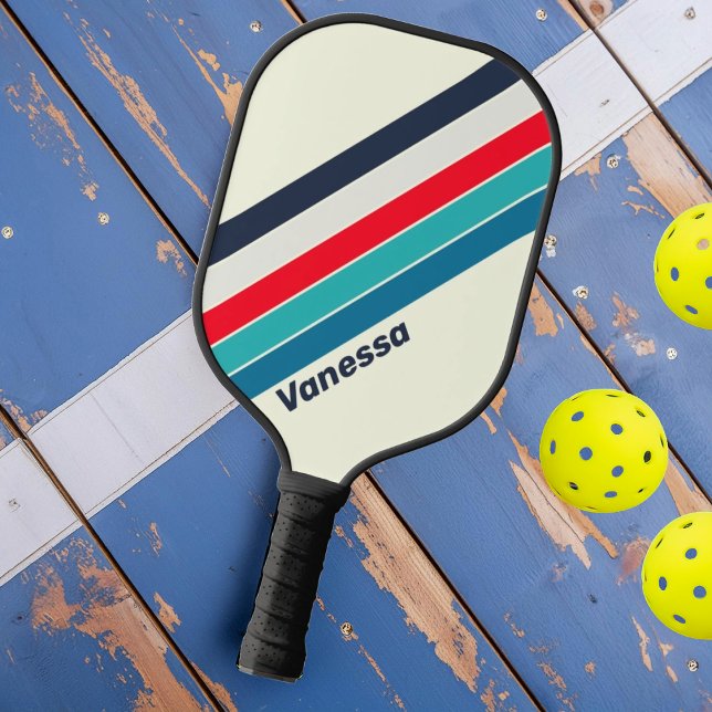 Raquette De Pickleball Océan vintage trié avec nom (Créateur téléchargé)
