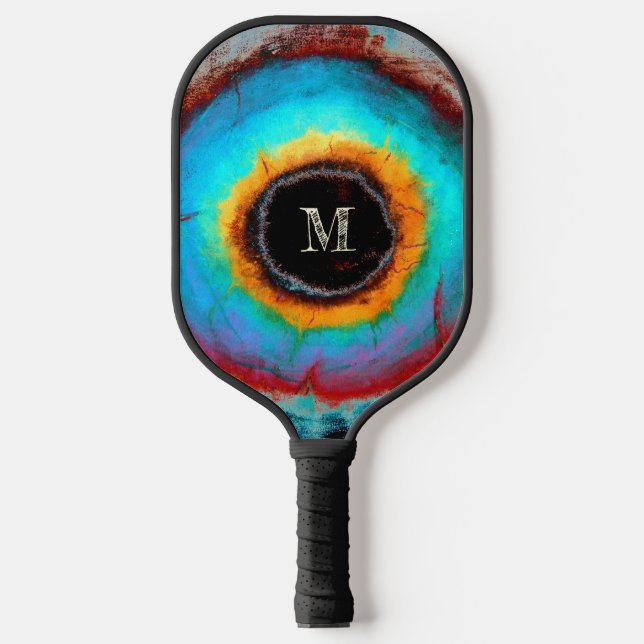 Raquette De Pickleball Oeil cosmique éthéré Monogramme Abstrait Vibrant A (Recto)