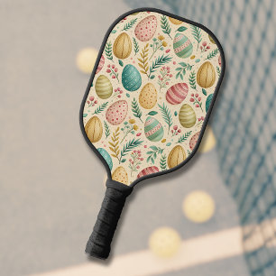 Raquette De Pickleball Œufs de Pâques vintage avec bourgeons floraux