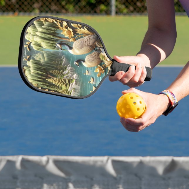 Raquette De Pickleball Oies du Canada au milieu des saules qui pleuvent (Insitu)