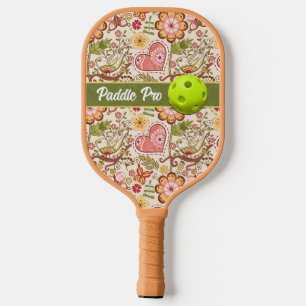Raquette De Pickleball Oiseaux de Whimsical, Fleurs, Coeurs Paddle Pro