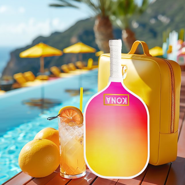 Raquette De Pickleball Ombre Tropical cool et tendance rose et jaune (Cool Chic Pink Orange and Yellow Ombre Pickleball Paddle)