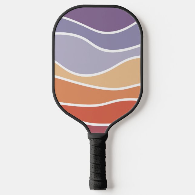 Raquette De Pickleball Ondes de style rétro violet et orange (Recto)