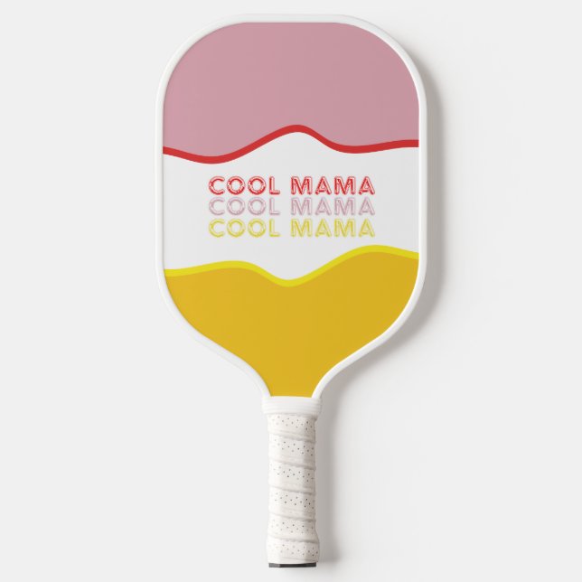 Raquette De Pickleball Ondes rétro 'Mama Cool' aux couleurs vives (Recto)