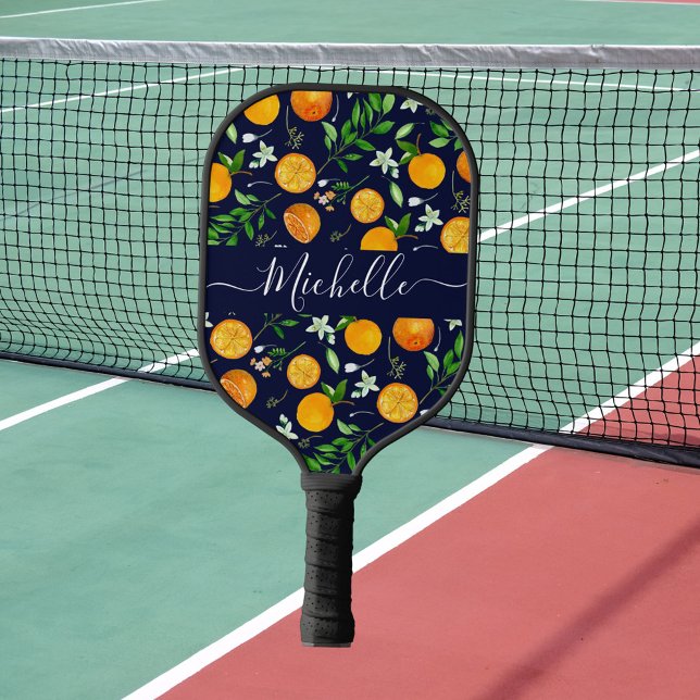 Raquette De Pickleball Orange Citrus été Floral Motif botanique (In situ)