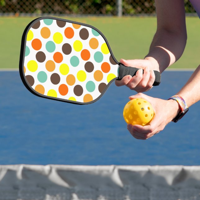 Raquette De Pickleball Orange, Jaune, Brown, Points Bleus (Insitu)