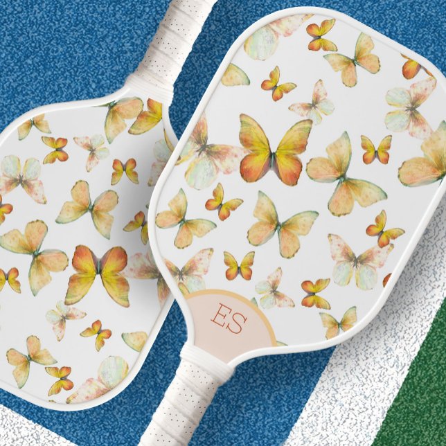 Raquette de pickleball orange papillon mignonne (Créateur téléchargé)