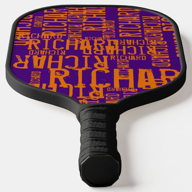 Raquette De Pickleball Orange sur pourpre Nom répété (Poser)