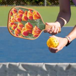 Raquette De Pickleball Orange Tulip Blooms avec Nom Floral