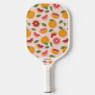 Raquette De Pickleball Oranges mignonnes sur rose clair
