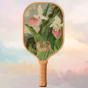 Raquette De Pickleball Orchidée Fleur Vintage Monogramme Sabot de Vénus R
