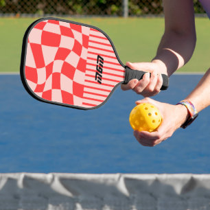 Raquette De Pickleball Original mignon rose et rouge tendance à damiers r