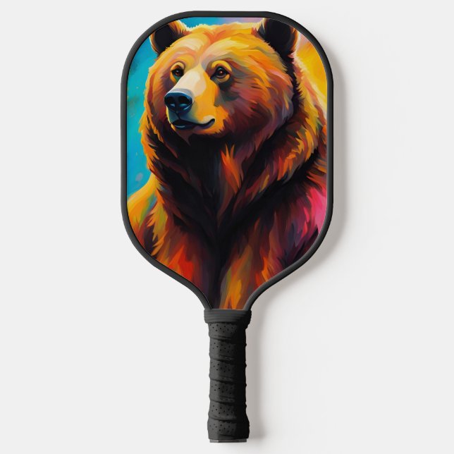 Raquette De Pickleball Ours grizzli avec aurores boréales (Recto)