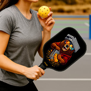 Raquette De Pickleball Ours Rétro Avec Chapeau Râpe à Fromage et Lunettes
