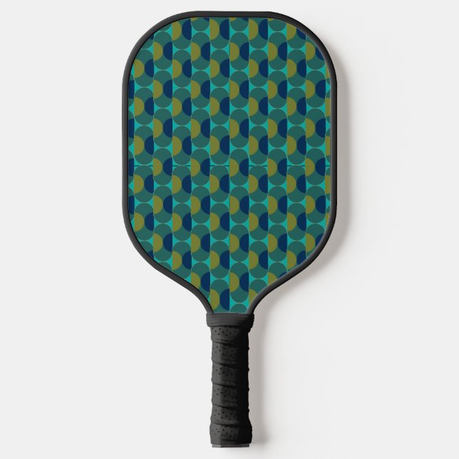 Raquette De Pickleball Ovales et demi-cercles rétro turquoise (Recto)