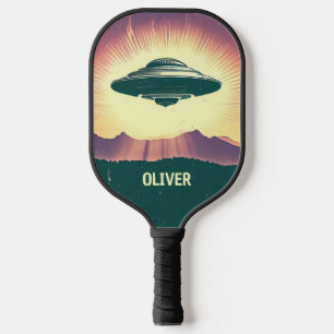 Raquette De Pickleball OVNI Rétro Vintage au Coucher de Soleil Personnali