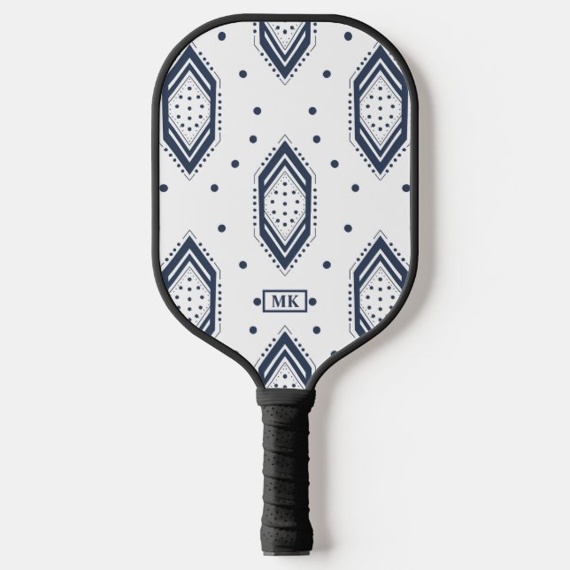 Raquette De Pickleball Pagaie à bascule géométrique bleu et blanc de la M (Recto)