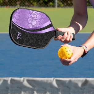Raquette De Pickleball Pagaie à bille à cornes noire et violette