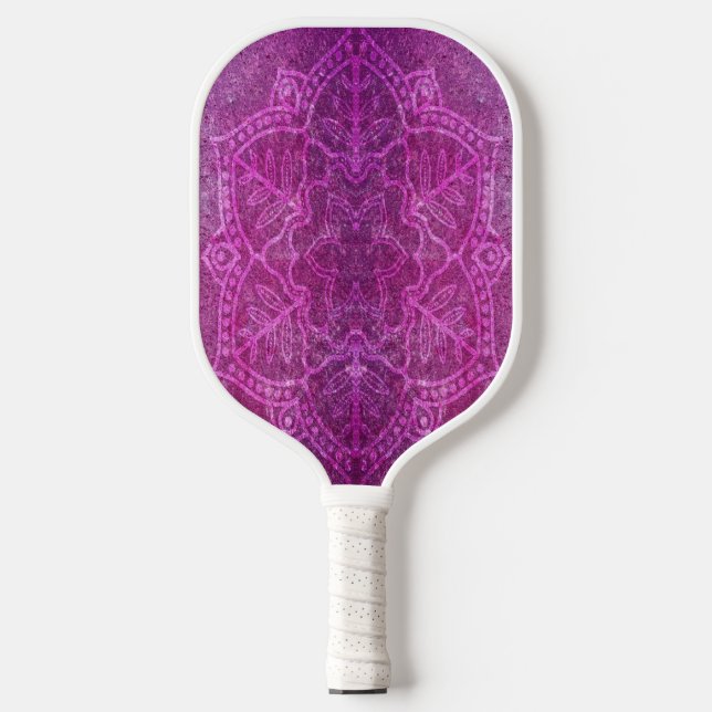 Raquette De Pickleball Pagaie à fleur de mandala texturée rose (Recto)