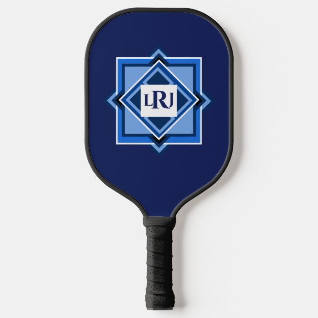 Raquette De Pickleball Pagaie de Carré géométrique bleu (Recto)