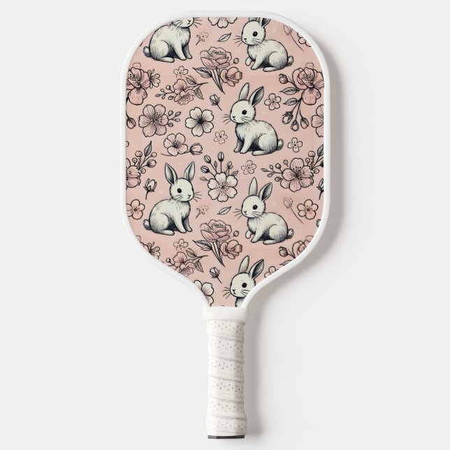 Raquette De Pickleball Pagaie de lapin rose vintage (Recto)